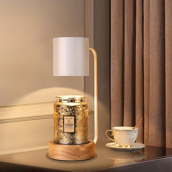 Japanische Tischlampe aus Holz und Metall im minimalistischen Design