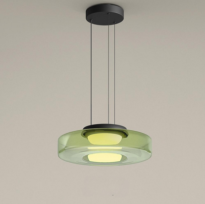 Bauhaus-inspirierte Glas Pendelleuchte mit LED und Höhenverstellung