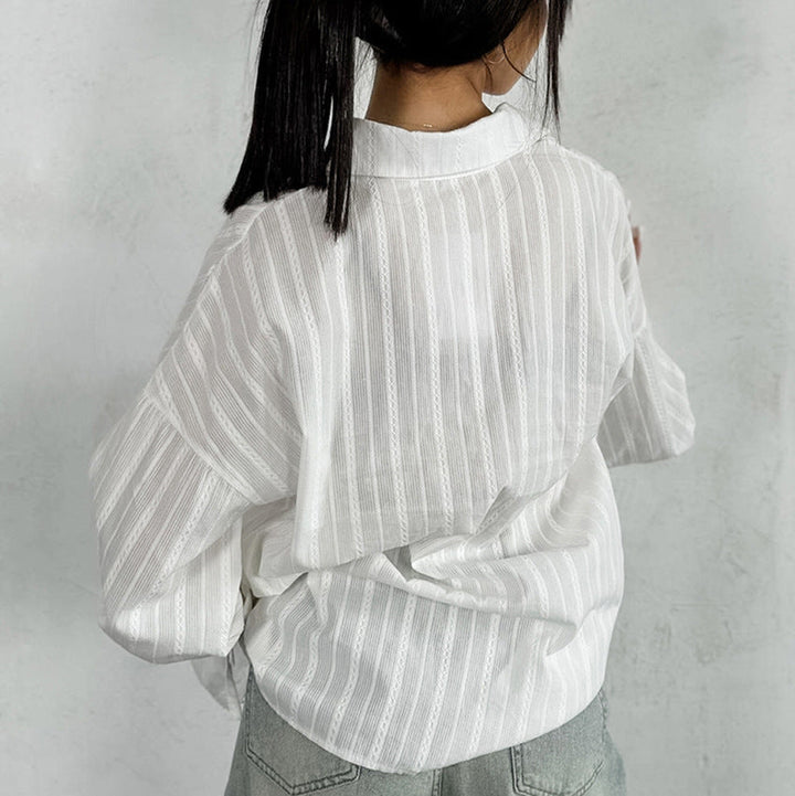 Striped Blouse with Tie Cuffs
