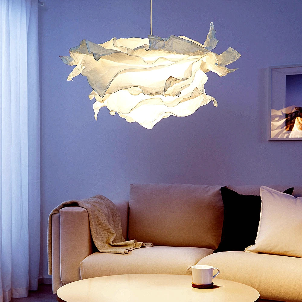 Pendelleuchte im Wolken-Design aus weißem Papier mit 43 cm Durchmesser