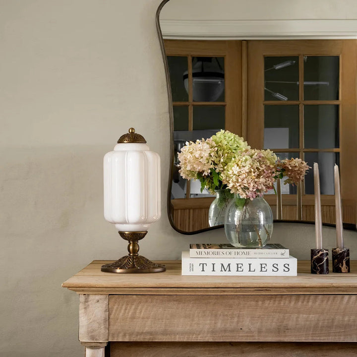Table Lamp Glass Textured Cream Retro Design