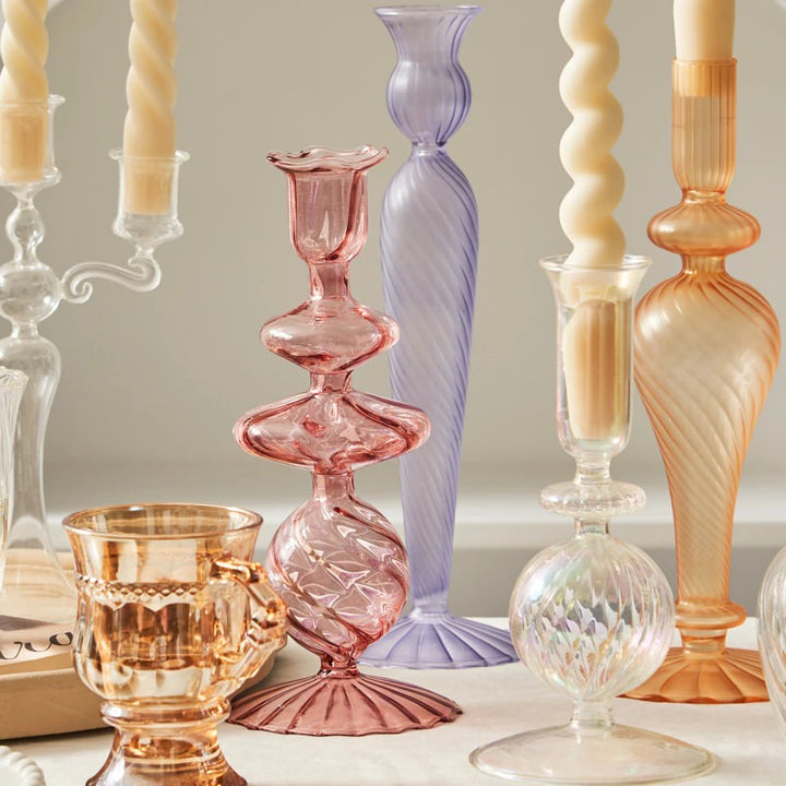 Glas-Kerzenhalter im französischen Vintage-Design