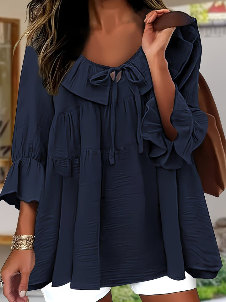 Elegant Ruffled Neckline Blouse for Women