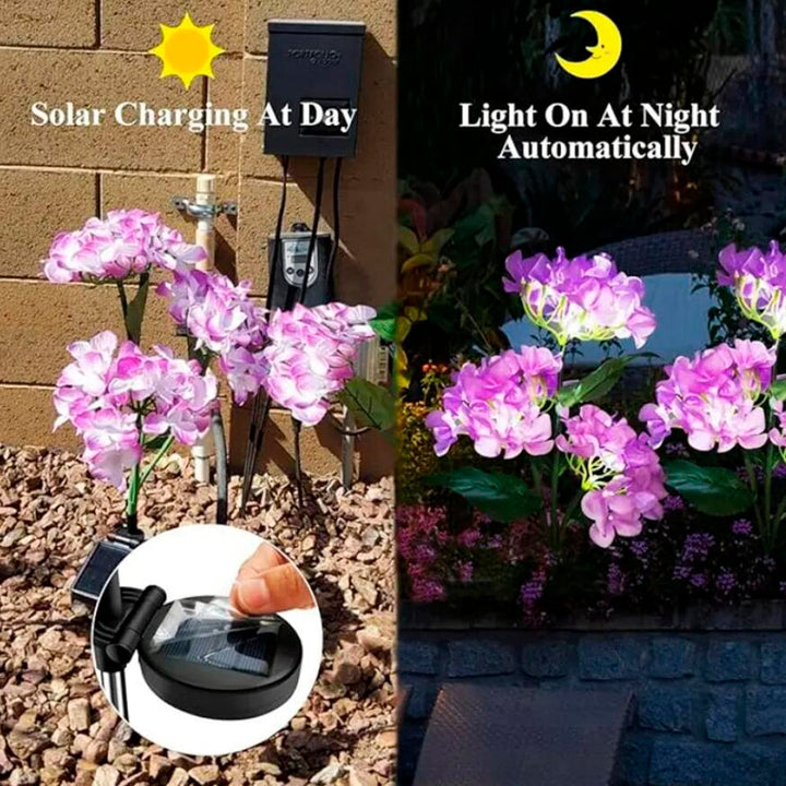 Solar-Gartenleuchten mit solarbetriebenem Hortensien-Design