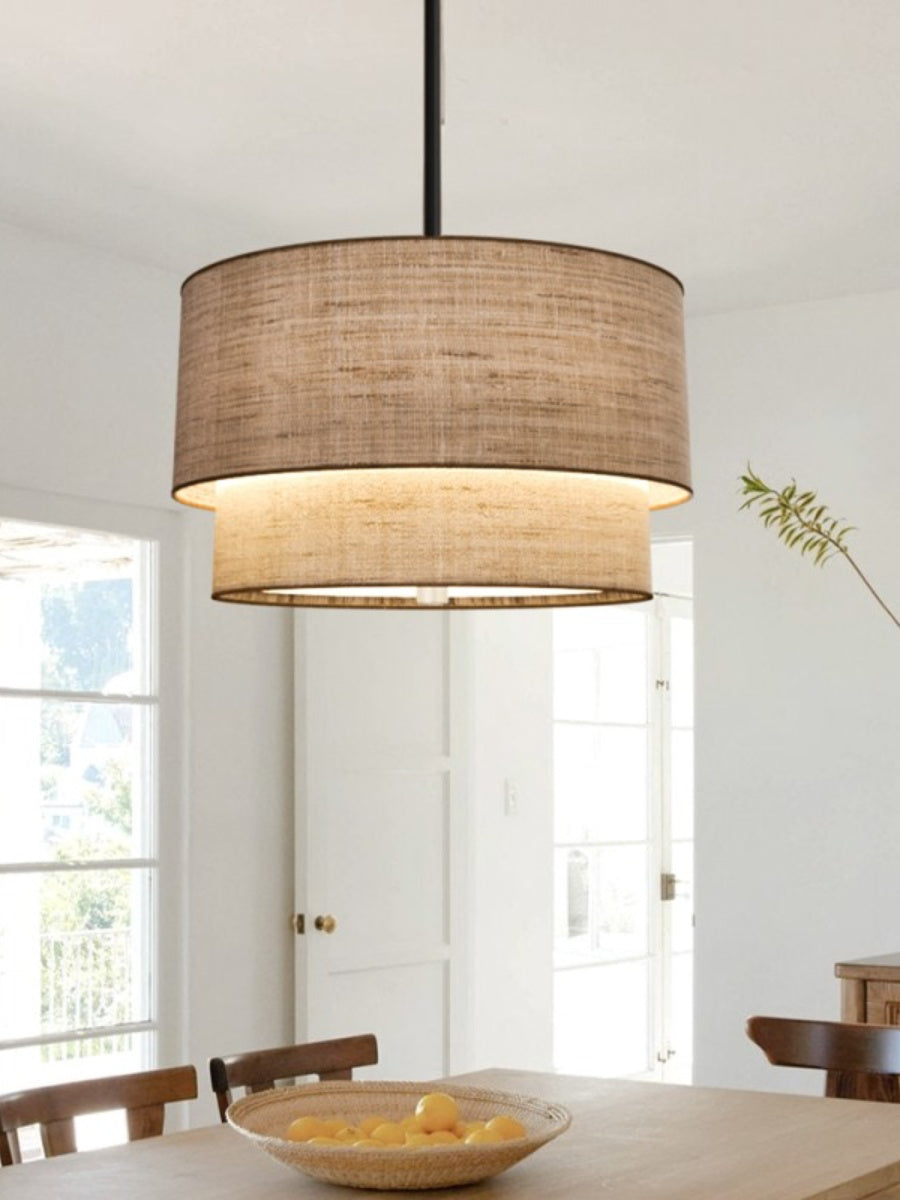 Doppellagige Stoff-Pendelleuchte – Elegantes Design mit Warmer Ausstrahlung