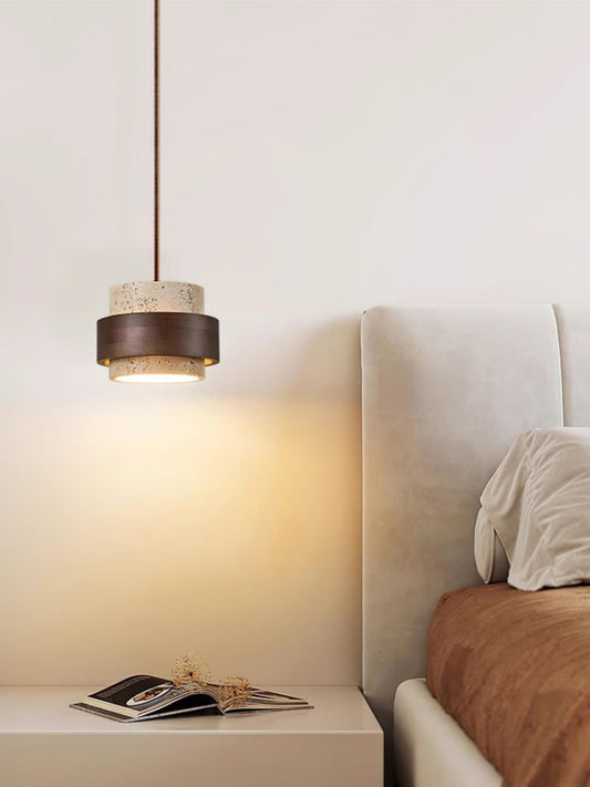Zylindrische Travertin Pendelleuchte – Modernes Design mit natürlicher Steinstruktur