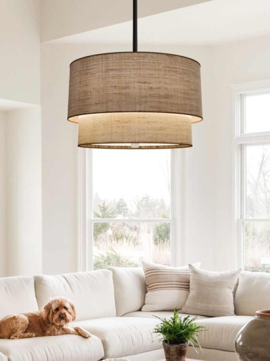 Doppellagige Stoff-Pendelleuchte – Elegantes Design mit Warmer Ausstrahlung