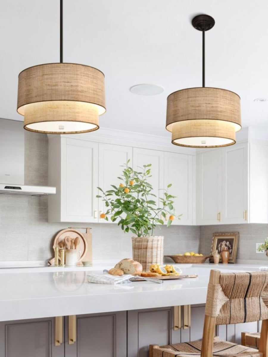 Doppellagige Stoff-Pendelleuchte – Elegantes Design mit Warmer Ausstrahlung