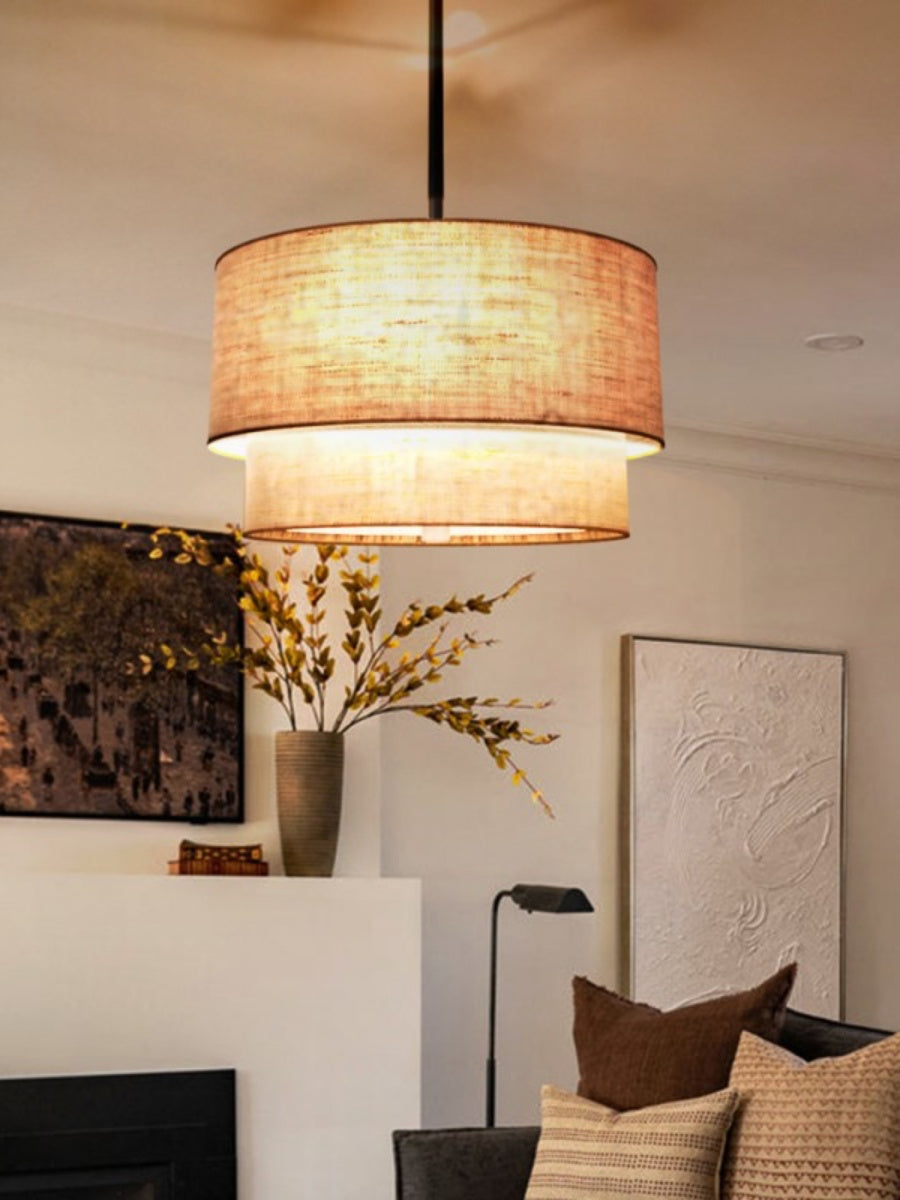Doppellagige Stoff-Pendelleuchte – Elegantes Design mit Warmer Ausstrahlung