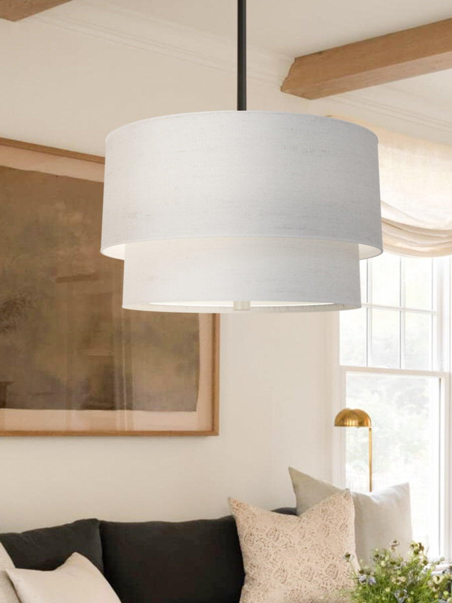 Doppellagige Stoff-Pendelleuchte – Elegantes Design mit Warmer Ausstrahlung