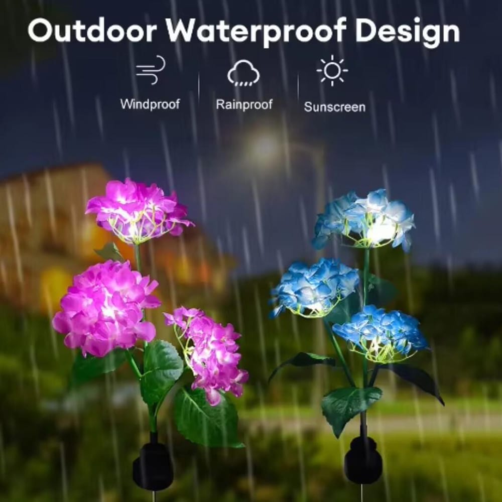 Solar-Gartenleuchten mit solarbetriebenem Hortensien-Design