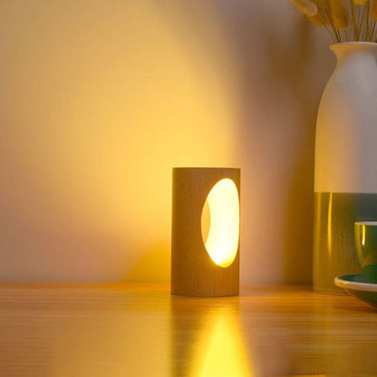 LED Leselampe – Tischlampe aus echtem Holz mit Glasdesign für Wohnzimmer & Schlafzimmer