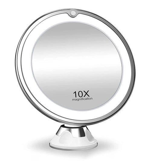 10x Magnifying LED Vanity Mirror with Lights - 360° Rotation, Natural Illumination-1