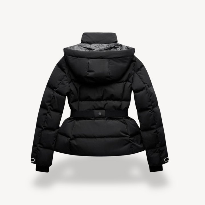 Damen Steppjacke Mit Gürtel Und Hohem Kragen