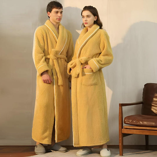 Bademantel mit Schalkragen – Fleece Morgenmantel für Damen und Herren