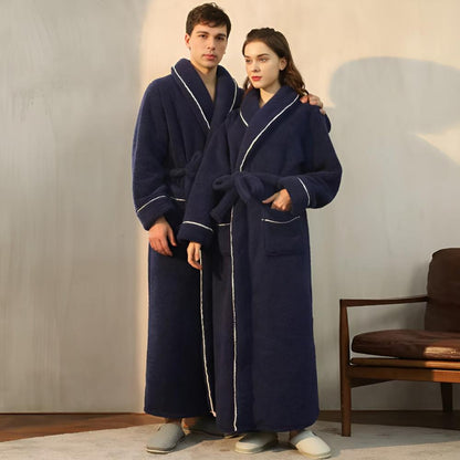 Bademantel mit Schalkragen – Fleece Morgenmantel für Damen und Herren