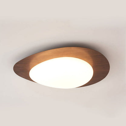 Ovale LED Deckenleuchte in Holzoptik im nordischen Stil