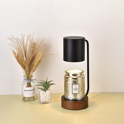 Japanische Tischlampe aus Holz und Metall im minimalistischen Design