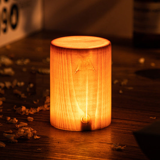 Retro Tischlampe – Kreatives Design mit Holzschirm & Berührungssteuerung