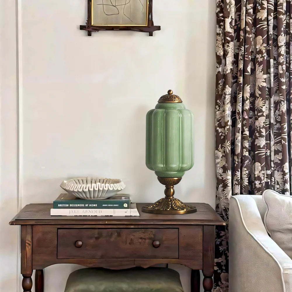 Table Lamp Glass Textured Cream Retro Design