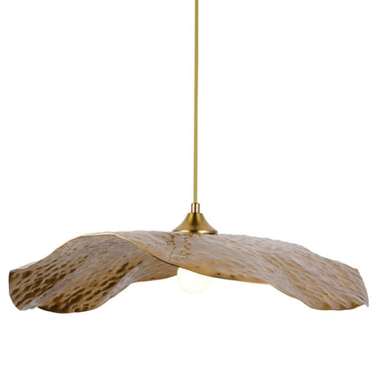 Pendelleuchte in Lotusblatt-Form aus Gold und Bronze