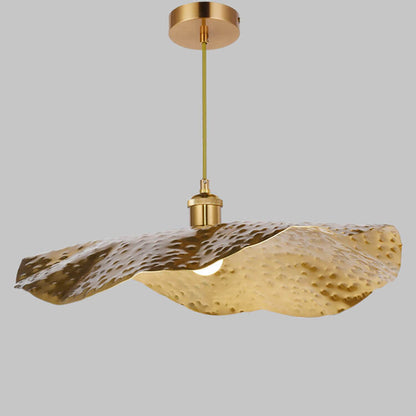 Pendelleuchte in Lotusblatt-Form aus Gold und Bronze