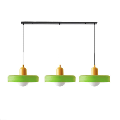 LED Pendelleuchte mit farbigen Glasschirmen für Wohnzimmer und Esszimmer