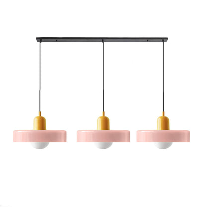 LED Pendelleuchte mit farbigen Glasschirmen für Wohnzimmer und Esszimmer