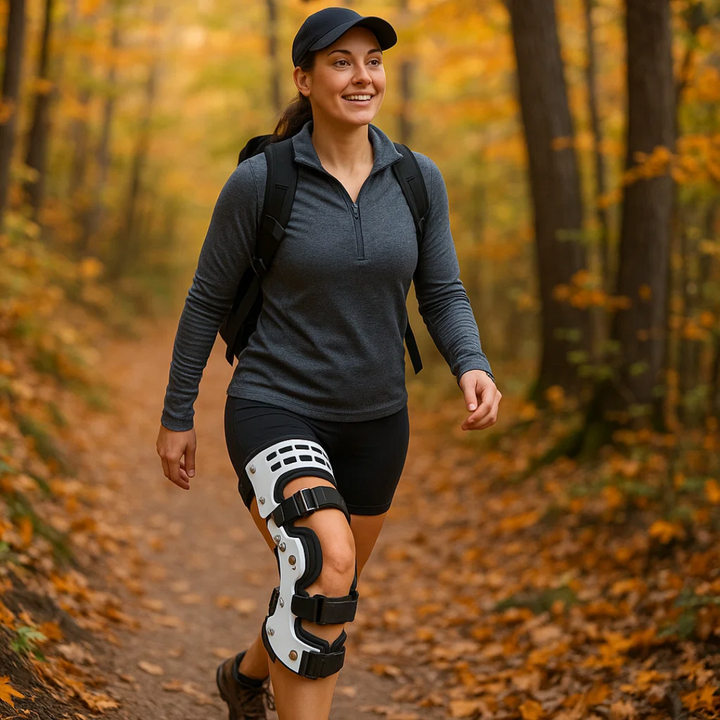 Kniebandage mit verstellbarer Entlastungsfunktion für Alltag und Freizeit