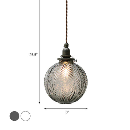 Pendelleuchte im Kolonialstil mit Rauchglas und Federmuster