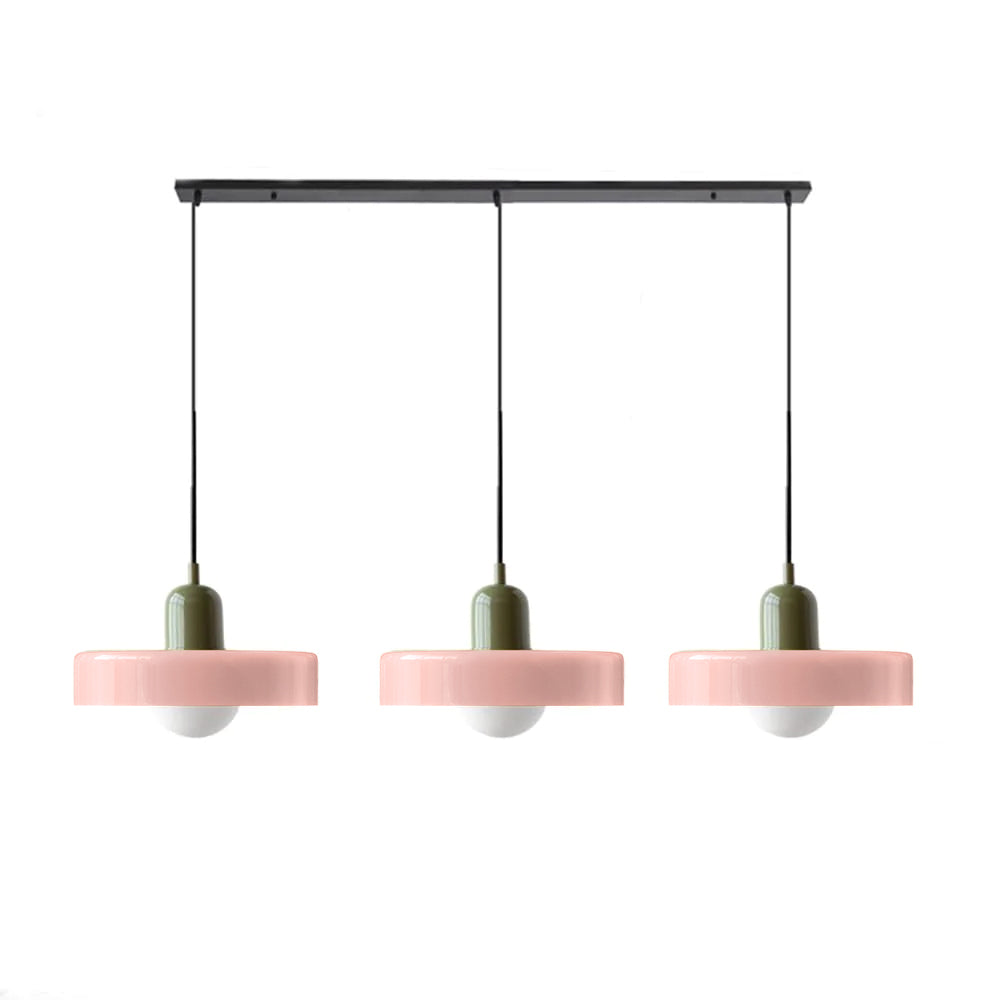 LED Pendelleuchte mit farbigen Glasschirmen für Wohnzimmer und Esszimmer