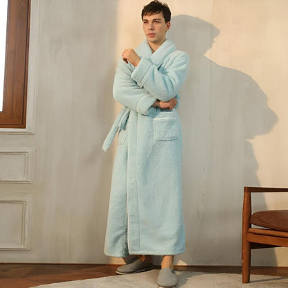 Bademantel mit Schalkragen – Fleece Morgenmantel für Damen und Herren