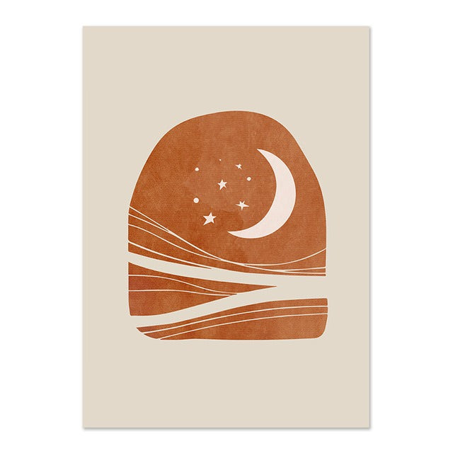 Leinwand-Wandkunst Sonne und Mond Boho-Design