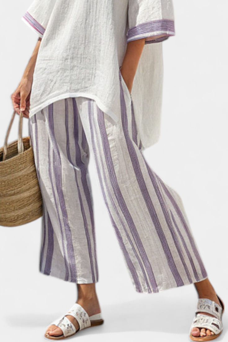 Women's Comfortable Striped Lounge Set