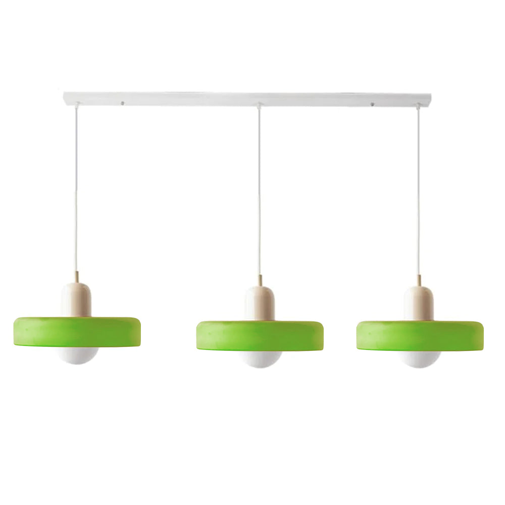 LED Pendelleuchte mit farbigen Glasschirmen für Wohnzimmer und Esszimmer