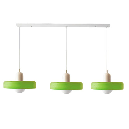 LED Pendelleuchte mit farbigen Glasschirmen für Wohnzimmer und Esszimmer