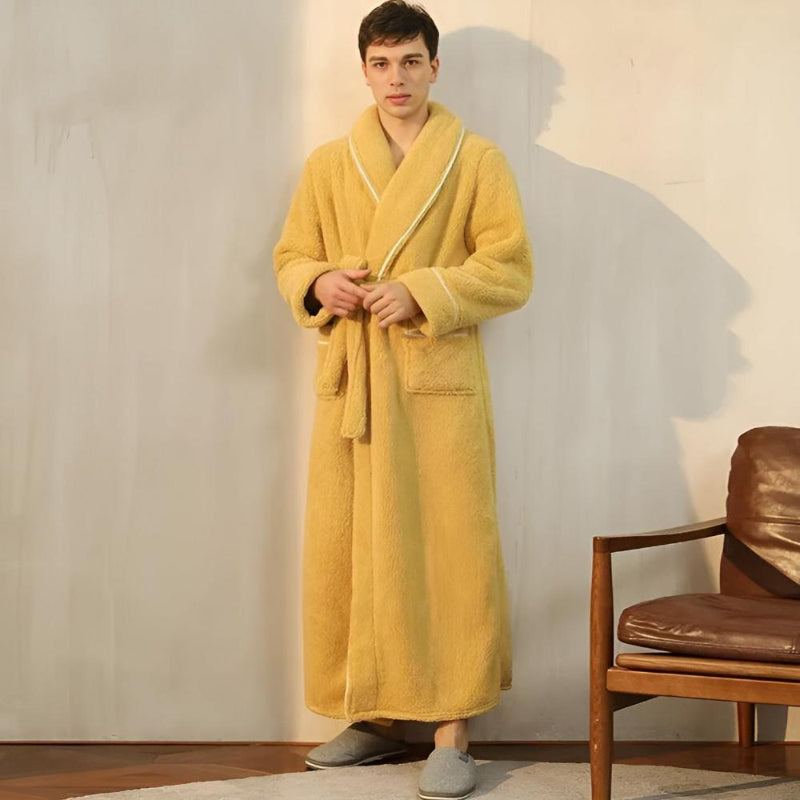 Bademantel mit Schalkragen – Fleece Morgenmantel für Damen und Herren