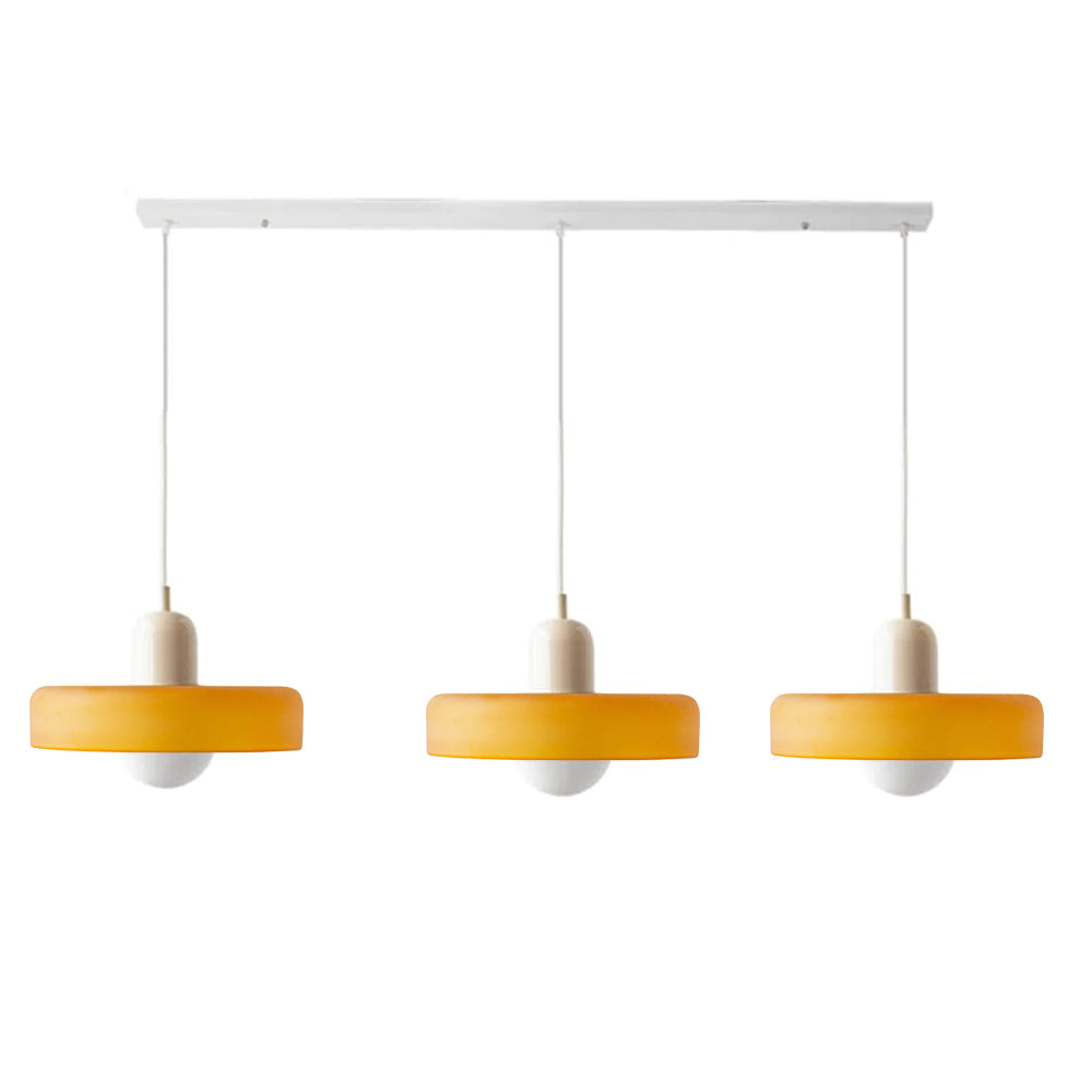 LED Pendelleuchte mit farbigen Glasschirmen für Wohnzimmer und Esszimmer