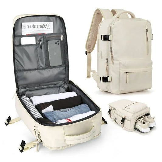 Wasserfester Damen Reiserucksack mit USB-Anschluss & Anti-Diebstahl-Fach