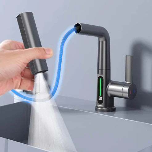 Flexibler Küchen-Wasserhahn mit Display – 360° drehbar & 5 Strahlarten