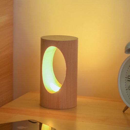 LED Leselampe – Tischlampe aus echtem Holz mit Glasdesign für Wohnzimmer & Schlafzimmer