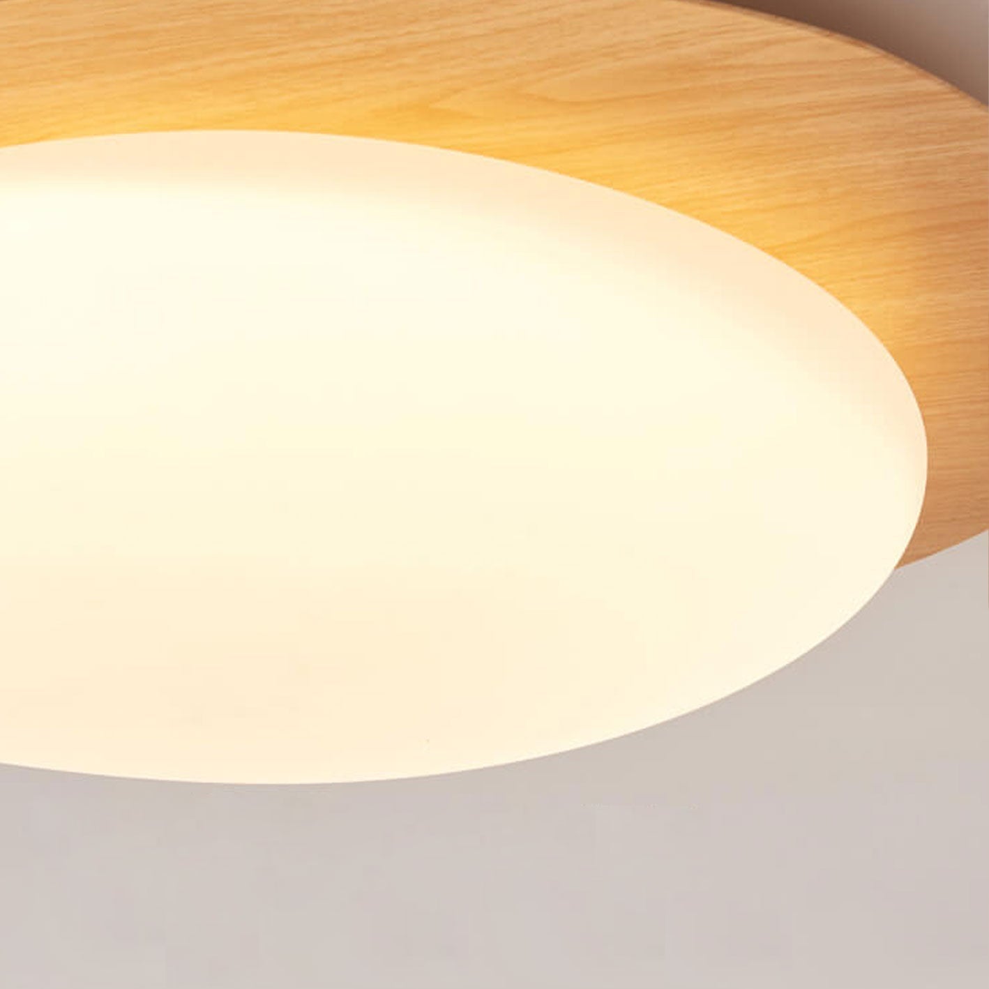 Ovale LED Deckenleuchte in Holzoptik im nordischen Stil