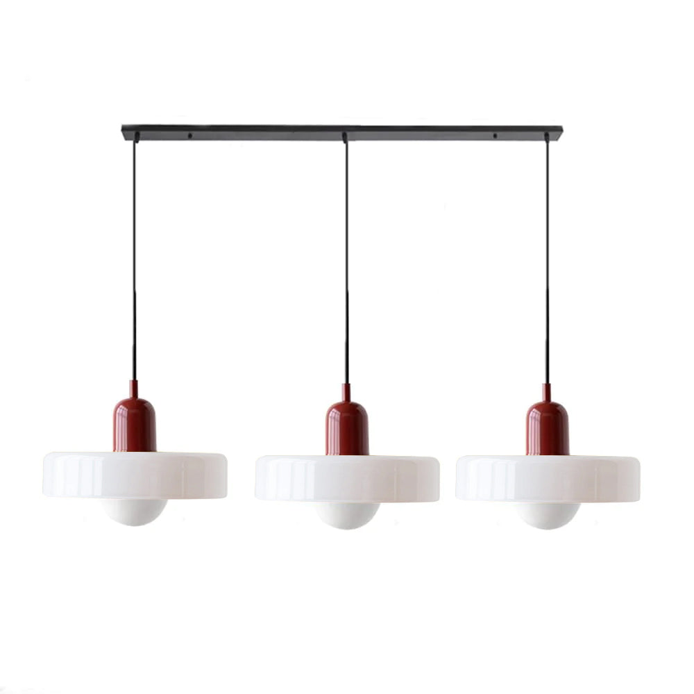 LED Pendelleuchte mit farbigen Glasschirmen für Wohnzimmer und Esszimmer