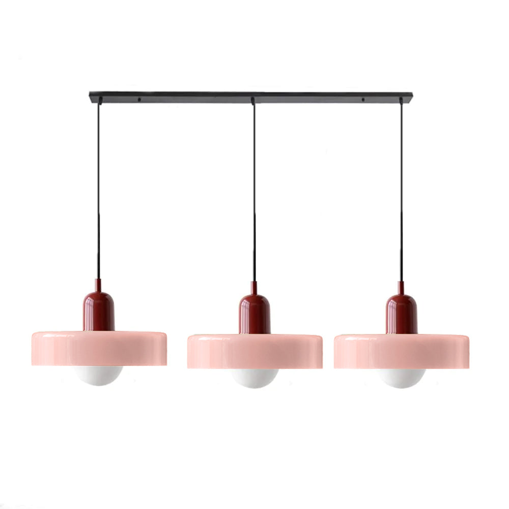 LED Pendelleuchte mit farbigen Glasschirmen für Wohnzimmer und Esszimmer
