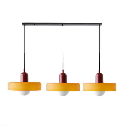 LED Pendelleuchte mit farbigen Glasschirmen für Wohnzimmer und Esszimmer