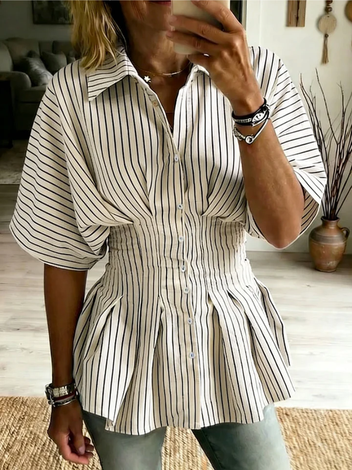 Women’s Short Sleeve Button-Up Blouse