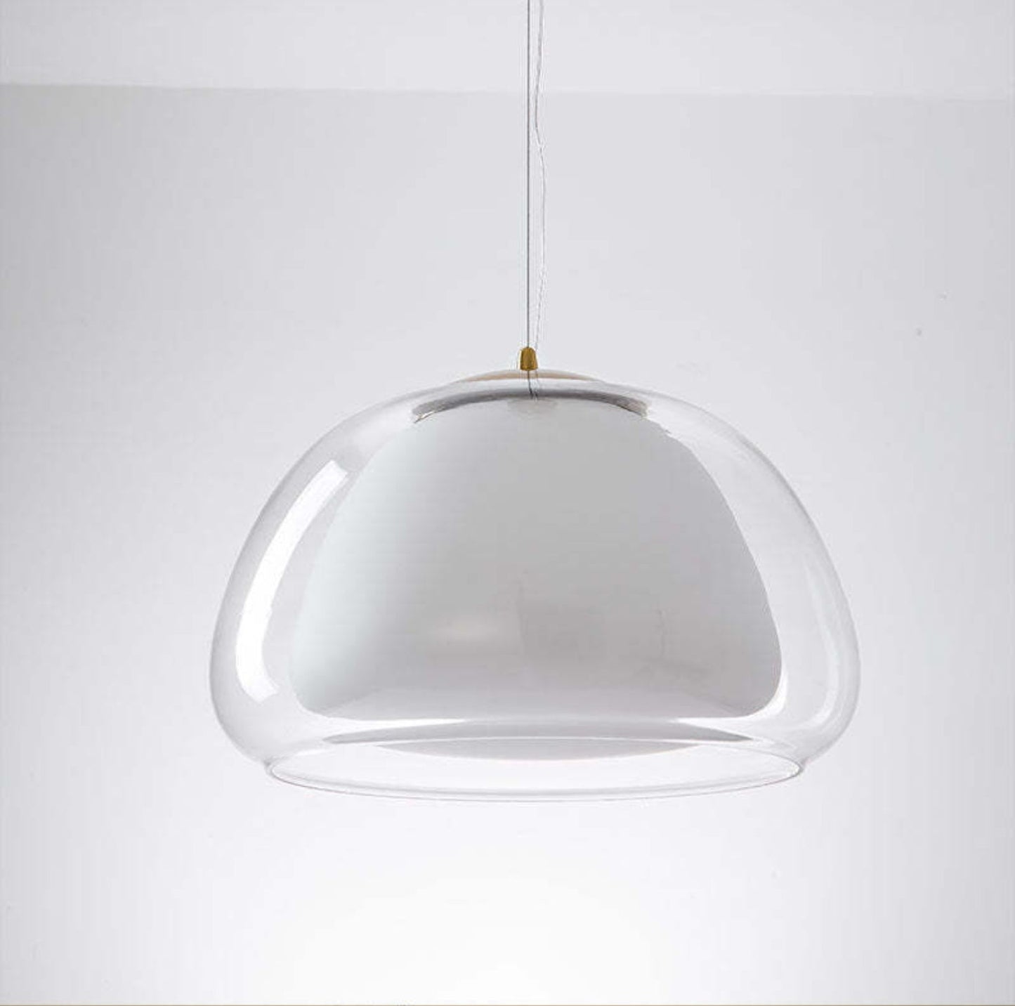Glas Pendelleuchte mit weißem Schirm und Diffusor