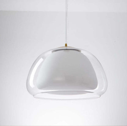 Glas Pendelleuchte mit weißem Schirm und Diffusor