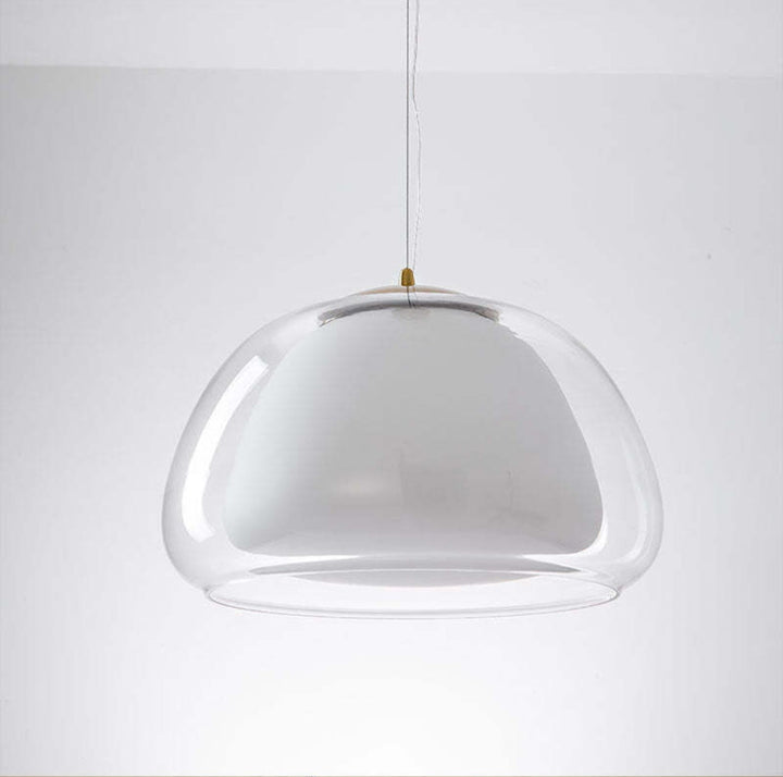 Glas Pendelleuchte mit weißem Schirm und Diffusor