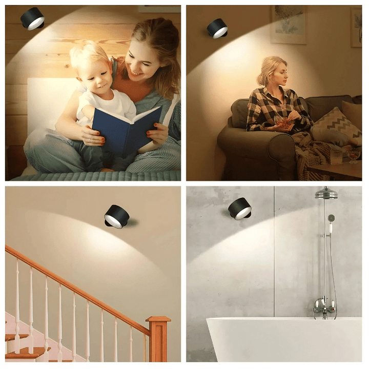 Kabellose LED-Wandlampe mit Akku & 360° Drehung